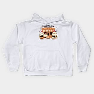 Clucktopia Café - chicken serving coffee and pastries Kids Hoodie